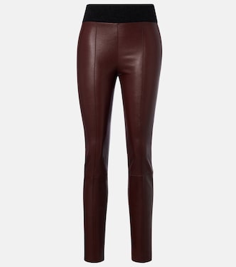 Pantalones slim de piel con lana | Brunello Cucinelli