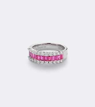 Baguette Love 18kt white gold ring with rubies and diamonds | Bucherer Fine Jewellery