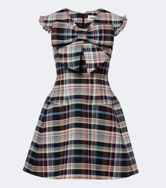 Vestido corto en mezcla de algodón y lana a cuadros | Shushu/Tong