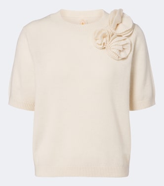 Floral-appliqué wool and cashmere sweater | Jardin des Orangers