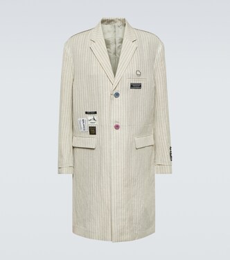 Appliqué pinstripe wool and linen coat | Undercover