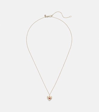 Collier chaîne Fluted Heart en or 14 ct et rubis | Sydney Evan