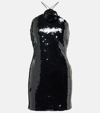 فستان قصير من الترتر مع أبليكيه وردة | Magda Butrym