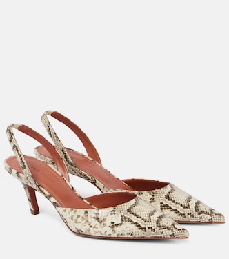Sofia snake-effect leather slingback pumps | Amina Muaddi