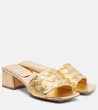 Parco Intrecciato metallic leather mules | Bottega Veneta