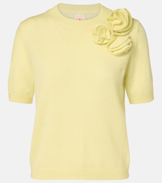 Floral-appliqué cashmere and wool sweater | Jardin des Orangers