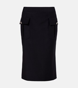 Falda tubo de lana y mohair a rayas | McQueen