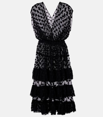 Polka-dot cotton-blend tiered midi dress | Dries Van Noten