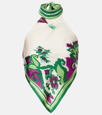 Guilia printed halterneck satin top | Poupette St Barth