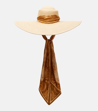 Silk-trimmed raffia hat | Zimmermann