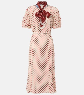 Robe en soie à pois et foulard | Prada