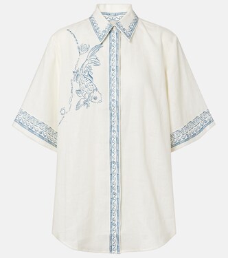 Lucky oversized printed linen shirt | Alémais