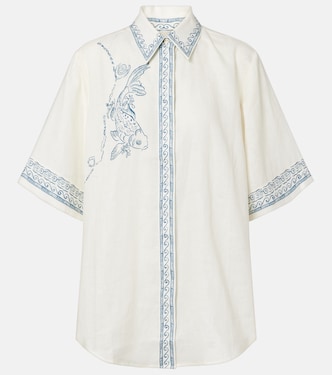 Lucky oversized printed linen shirt | Alémais