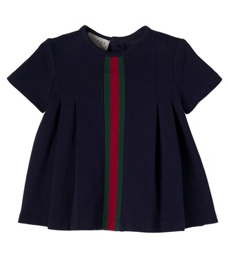 Baby Web Stripe cotton-blend piqué dress | Gucci Kids