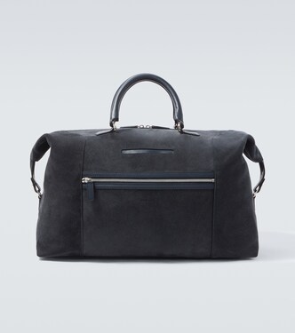 Leather-trimmed suede duffel bag | Kiton