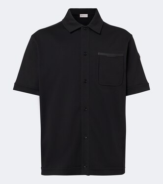 Leather-trimmed cotton shirt | Moncler