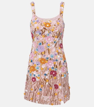 Embellished floral-appliqué minidress | Là Fuori