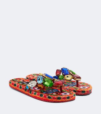 Embellished leather thong sandals | Dolce&Gabbana
