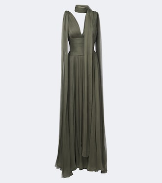 Abito lungo in seta plissé | Elie Saab
