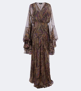 Paisley ruffled silk-blend crêpon maxi dress | Etro