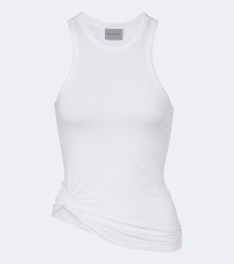 Logo gathered cotton jersey tank top | Balenciaga