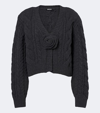 Cable-knit floral-appliqué wool sweater | Rotate