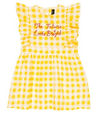 Embroidered gingham cotton dress | Mini Rodini