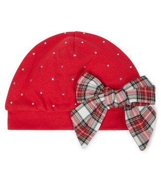 Bow-trimmed embellished hat | Monnalisa