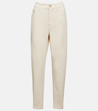 Pantalon à taille haute en coton | Brunello Cucinelli