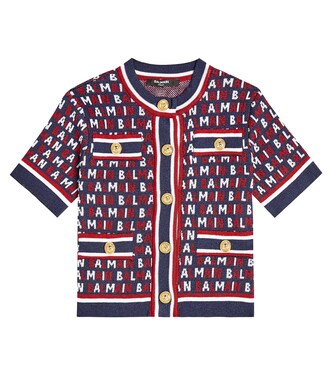 Monogram cotton-blend cardigan | Balmain Kids