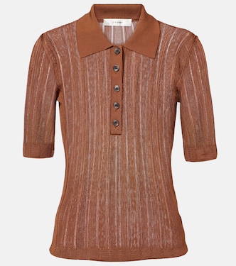 Laddered ribbed-knit polo shirt | Frame