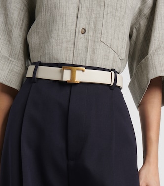 T Timeless reversible leather belt in white - Tods | Mytheresa