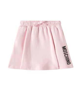 Logo bow-detail pleated cotton skirt | Moschino Kids
