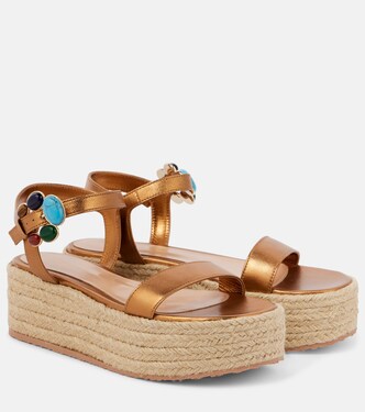Metallic leather platform espadrilles | Gianvito Rossi