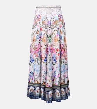 Crystal-embellished linen maxi skirt | Camilla