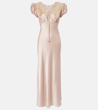 Lace-trimmed silk satin maxi dress | Chloé