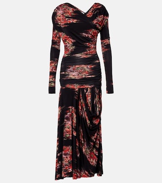 Floral ruched jersey maxi dress | Ganni