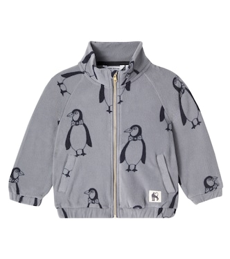 Penguin printed fleece zip-up sweatshirt | Mini Rodini