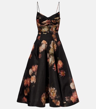 Hypnotic linen and silk organza midi dress | Zimmermann