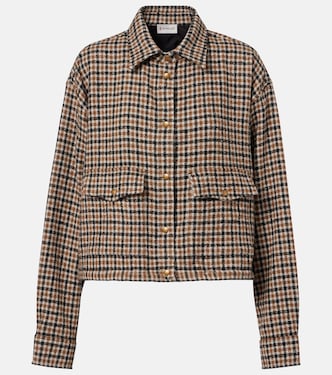 Checked cropped wool-blend jacket | Moncler