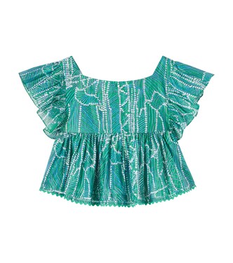 Cycas printed ruffled cotton-blend top | Poupette St Barth Kids