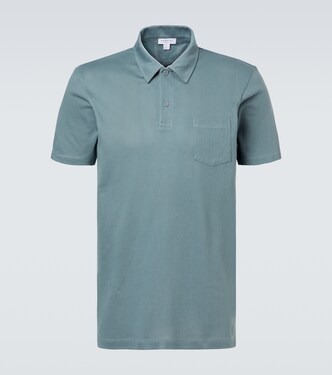 Riviera cotton mesh polo shirt | Sunspel