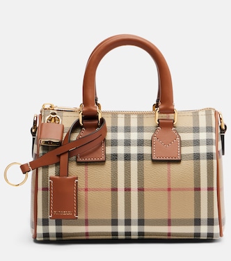 Borsa bowling Burberry Check con pelle | Burberry