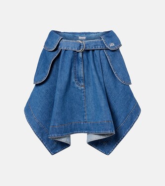 Double L belted denim miniskirt | Loewe
