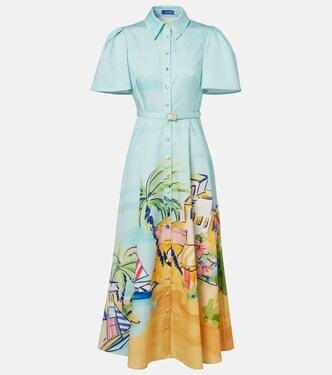 Printed belted cotton shirt dress | Leo Lin