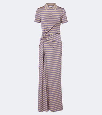 Cutout gathered striped crêpe maxi dress | Rabanne