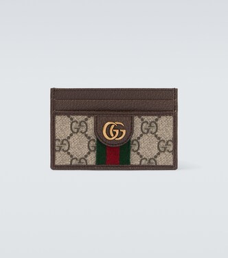 Ophidia leather-trimmed card case | Gucci
