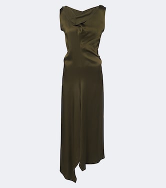 Draped asymmetric satin midi dress | Victoria Beckham