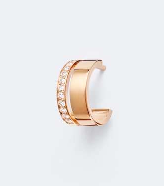 Berbere 18kt rose gold single hoop earring with diamonds | Repossi