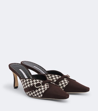Mircamu houndstooth and suede mules | Manolo Blahnik